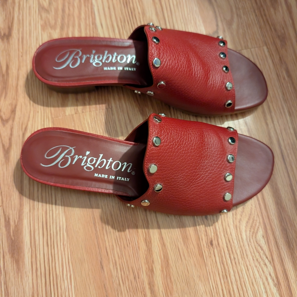 Brighton Women's Red Studded Slide Sandals